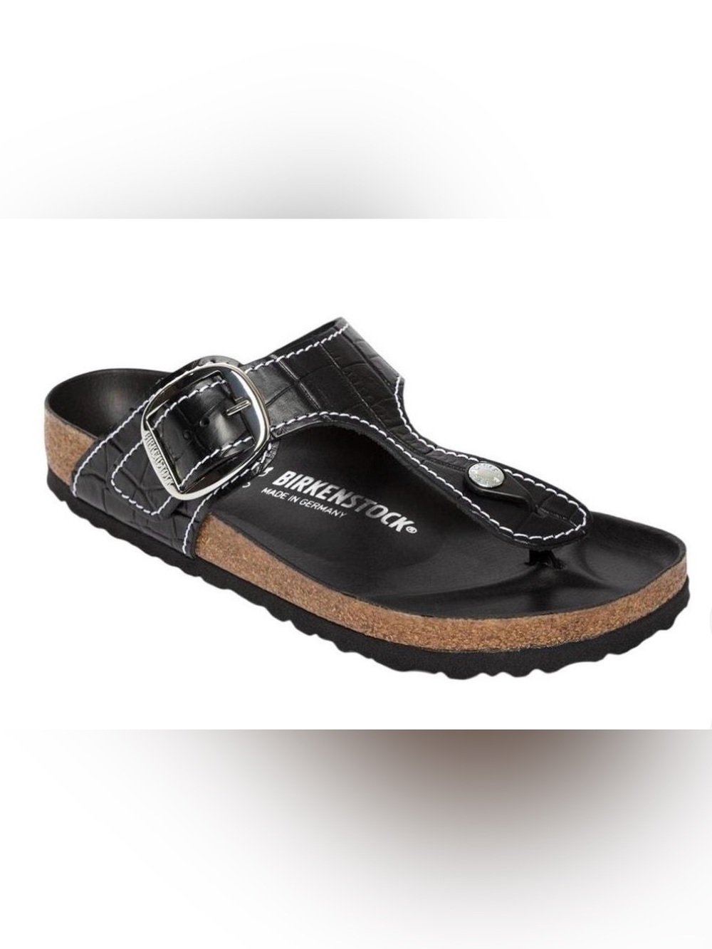 BirkenstockxSTAUD Limited Edition Black Croc embossed Gizeh Sandal EU39/US8-8.5